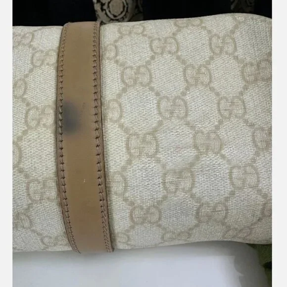 Gucci GG Canvas Beige Leather Trim Large Tote Bag Authentic - Picture 6 of 11